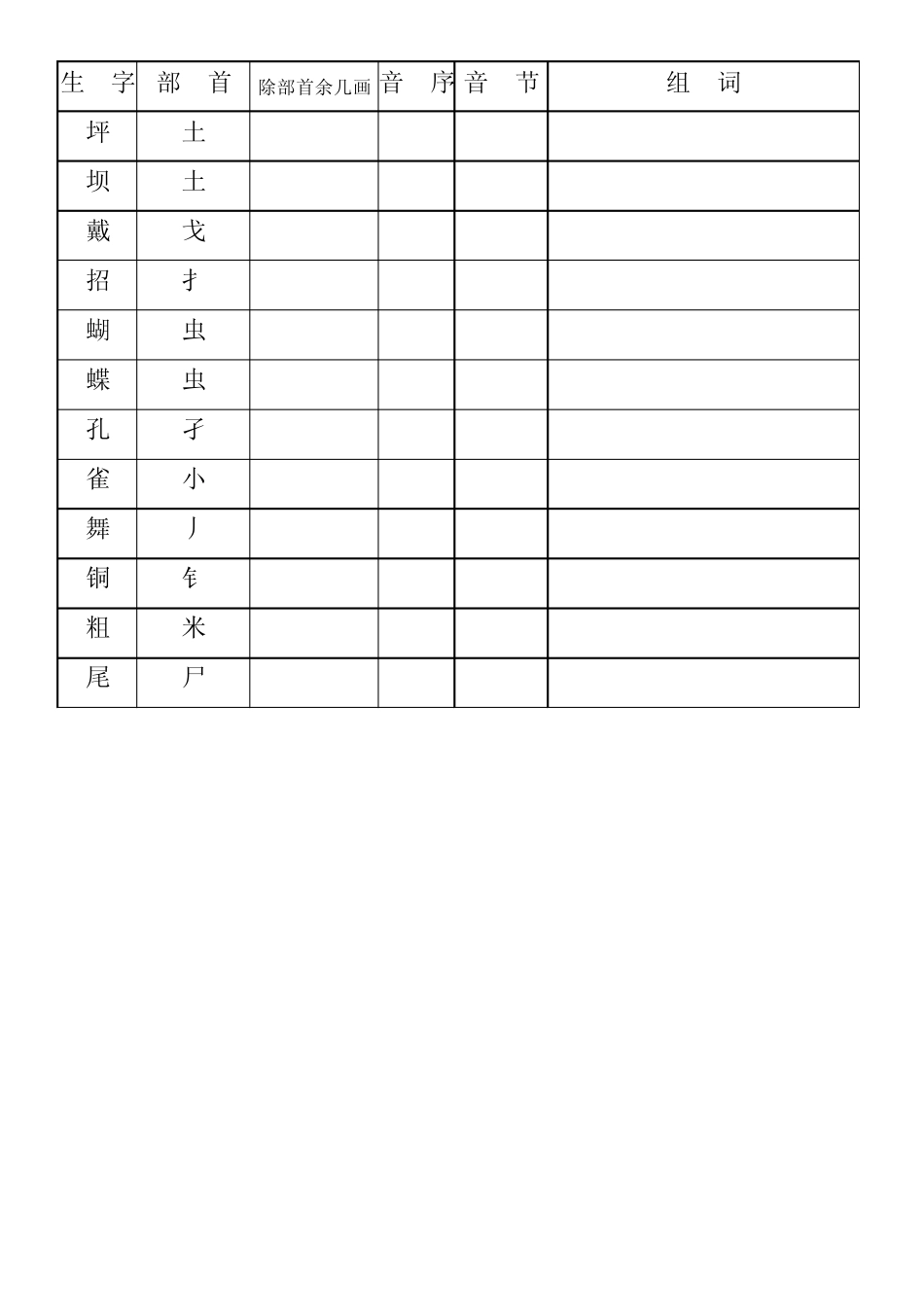 三年级上册语文生字表查字典练习_第1页