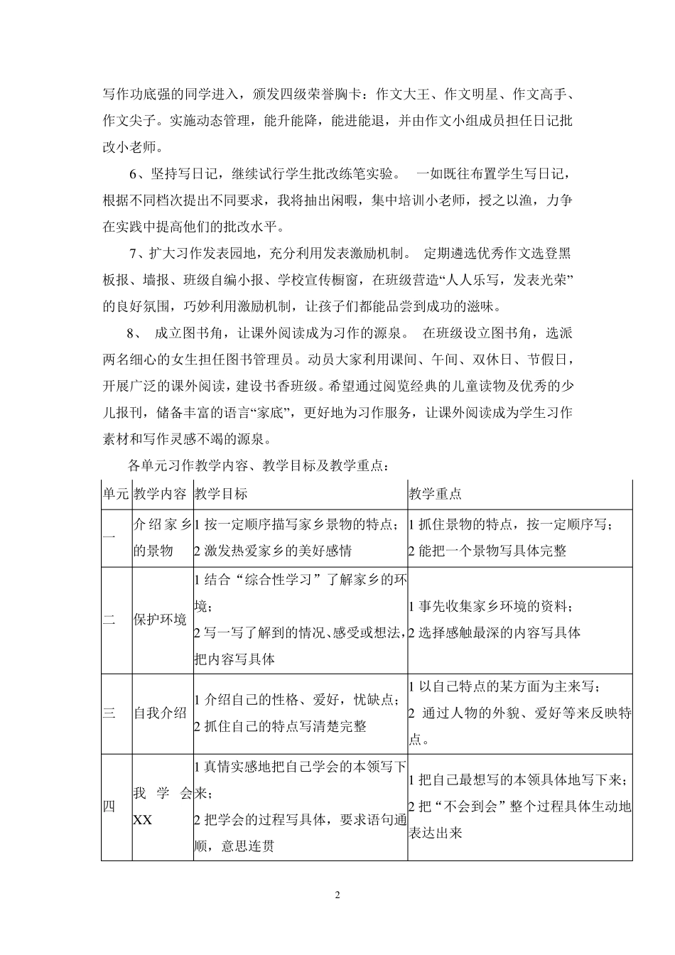 三年级下册习作教学计划_第2页
