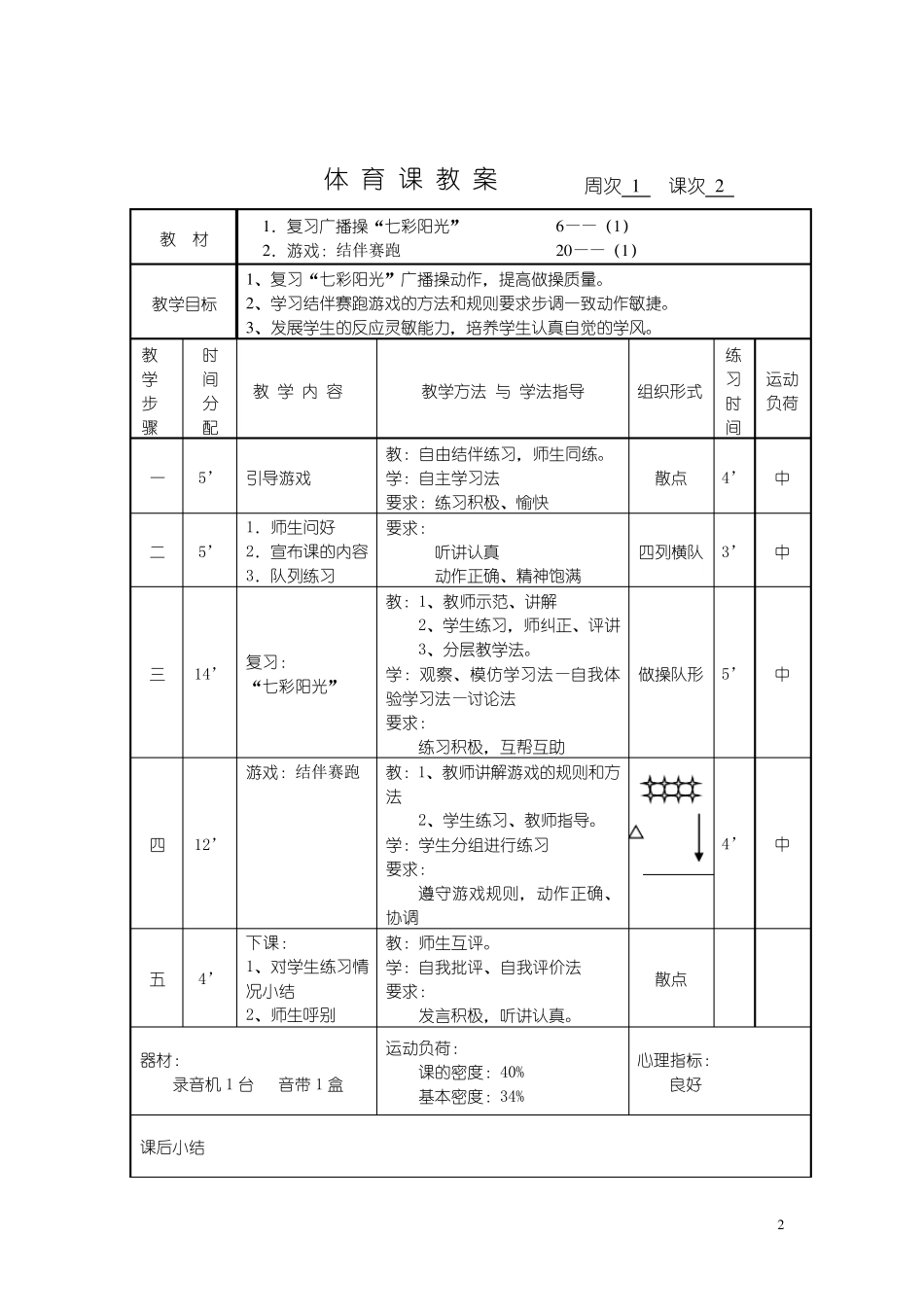 三年级下册体育课教案_第2页
