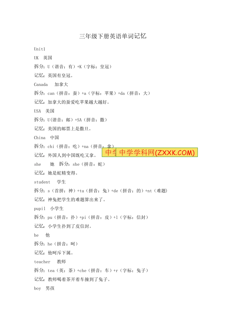 三年级下册英语单词趣味记忆法_第1页