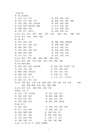 三年级下册语文字词总结大全
