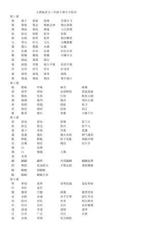 三年级下册语文生字组词