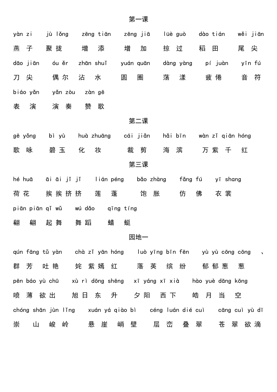 三年级下册语文生字词(有拼音)_第1页