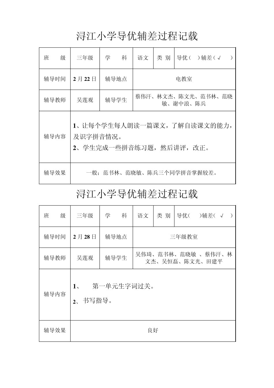 三年级导优辅差过程记载_第2页