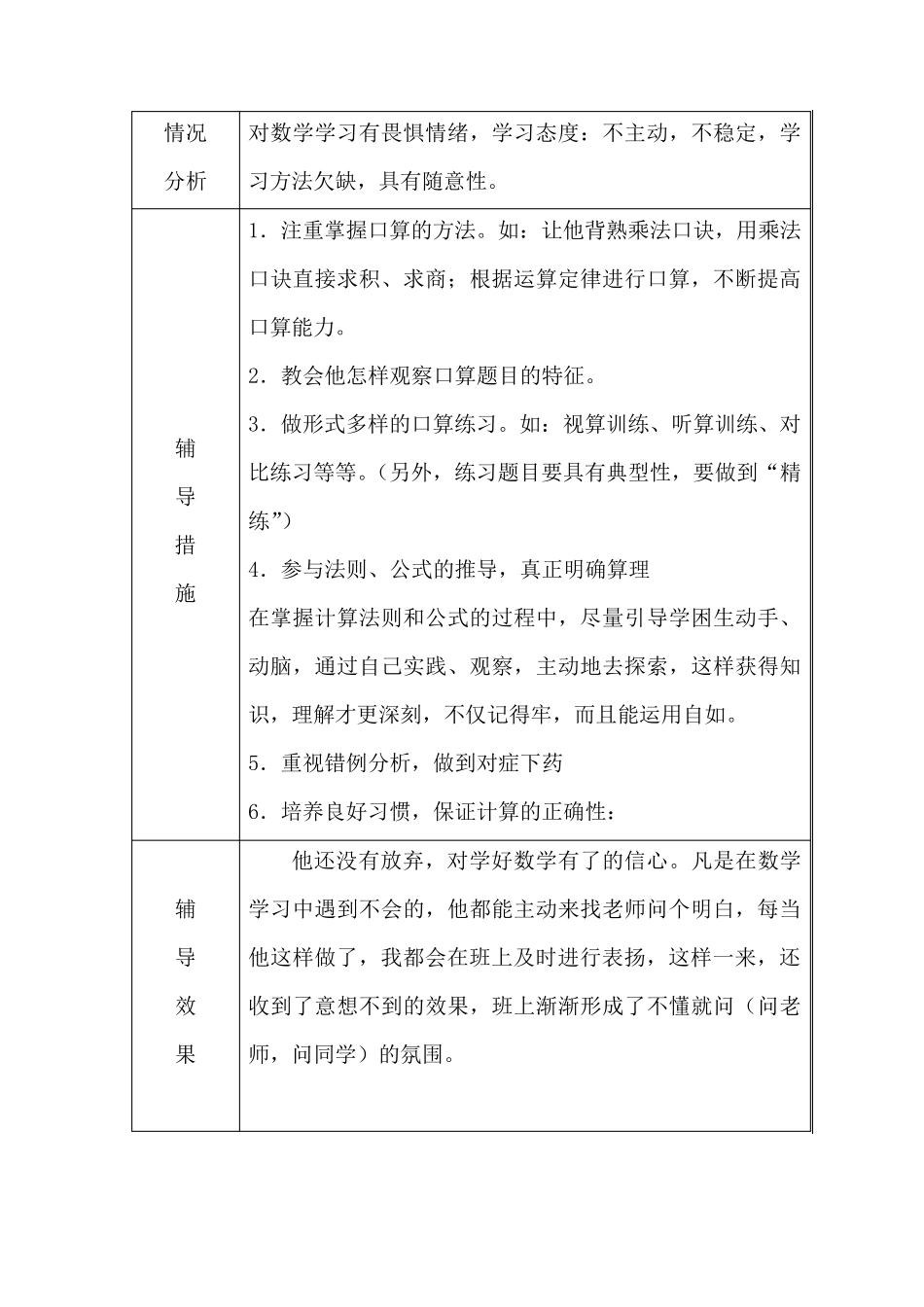 三年级数学后进生辅导记录_第2页