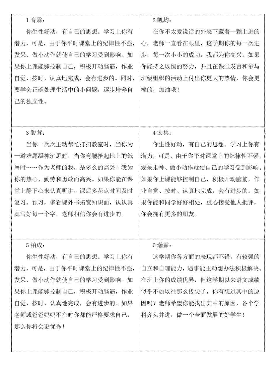 三年级期末学生评语期末评语_第1页
