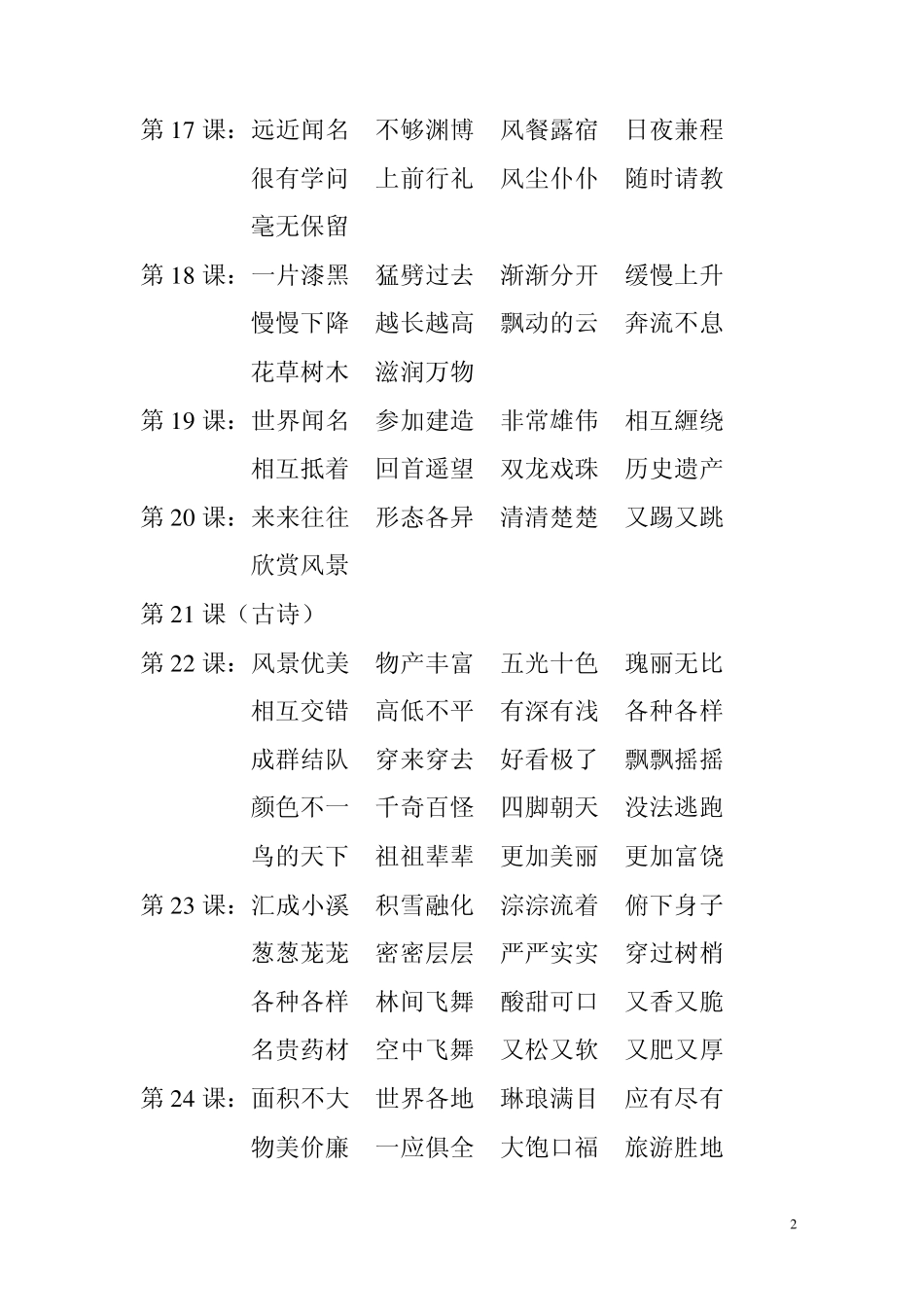 三年级语文上册归类复习(四字词、近义词、反义词))_第2页