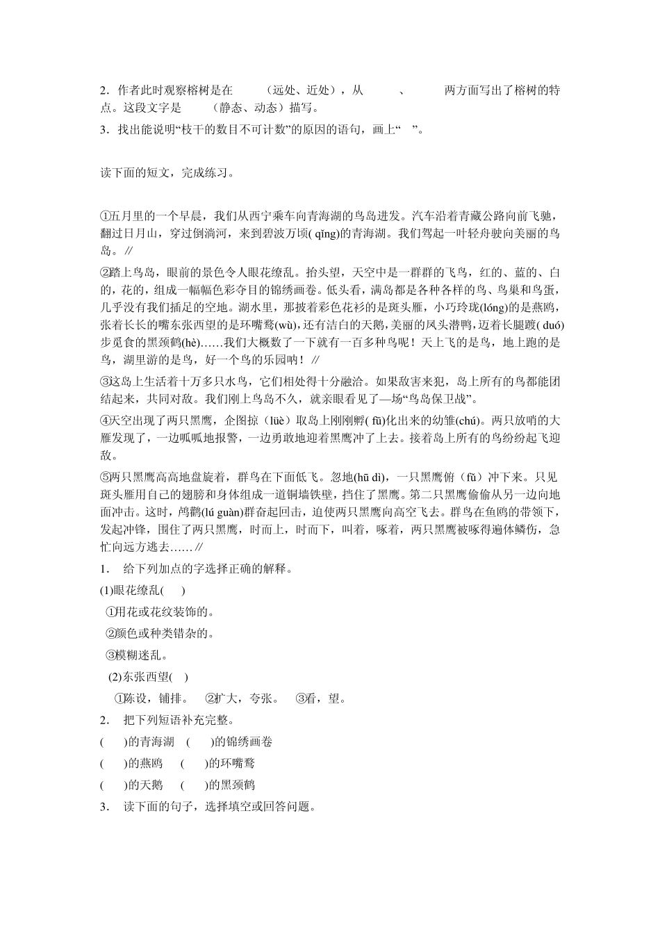 三年级阅读练习题_第3页