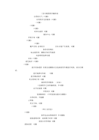 三星中高端机软件删除对照表