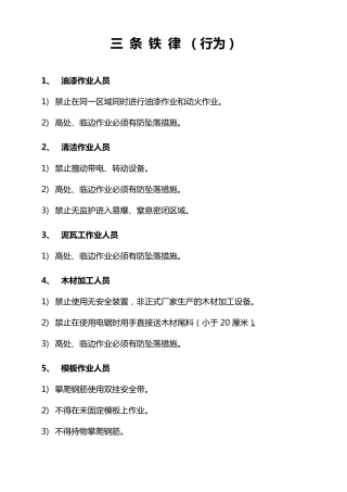 三条铁律和六大纪律、十不准