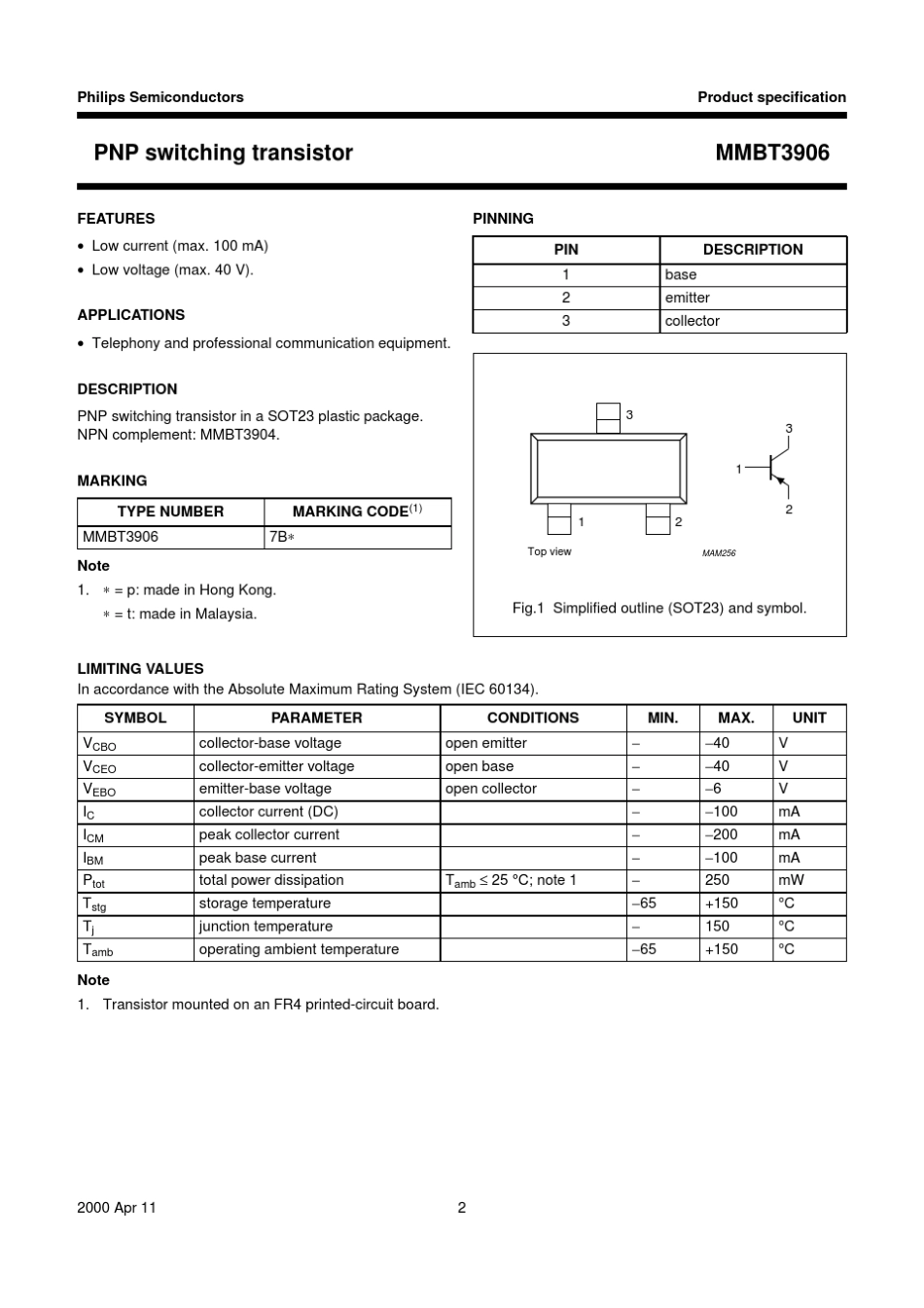 三极管MMBT3906中文规格参数资料_第2页