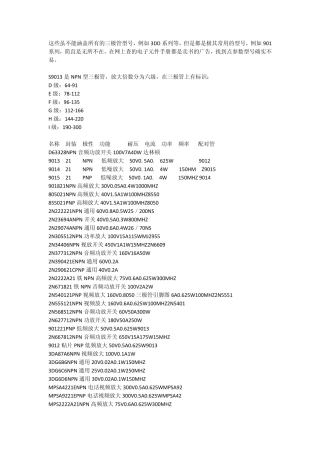 三极管型号及参数大全