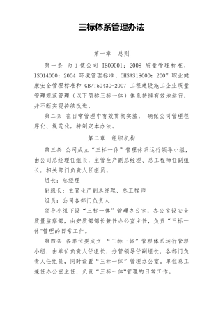三标体系管理办法