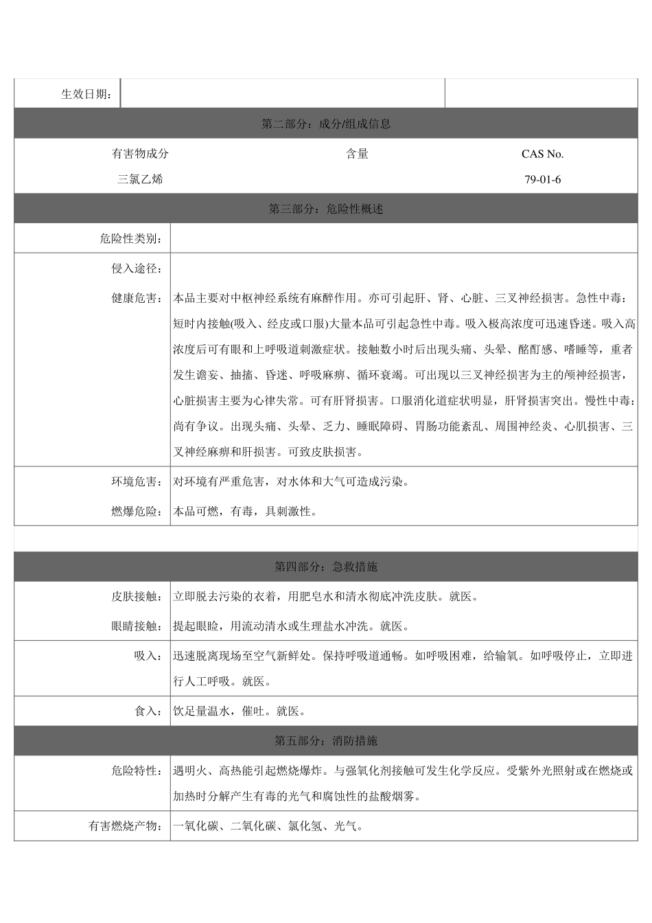 三氯乙烯安全技术说明书_第2页