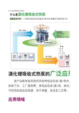 三洋、双良、荏原溴化锂吸收式热泵产品