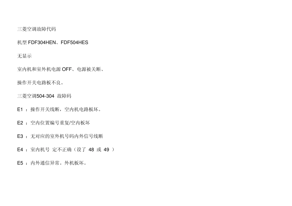 三洋空调故障代码一览表.wps_第2页