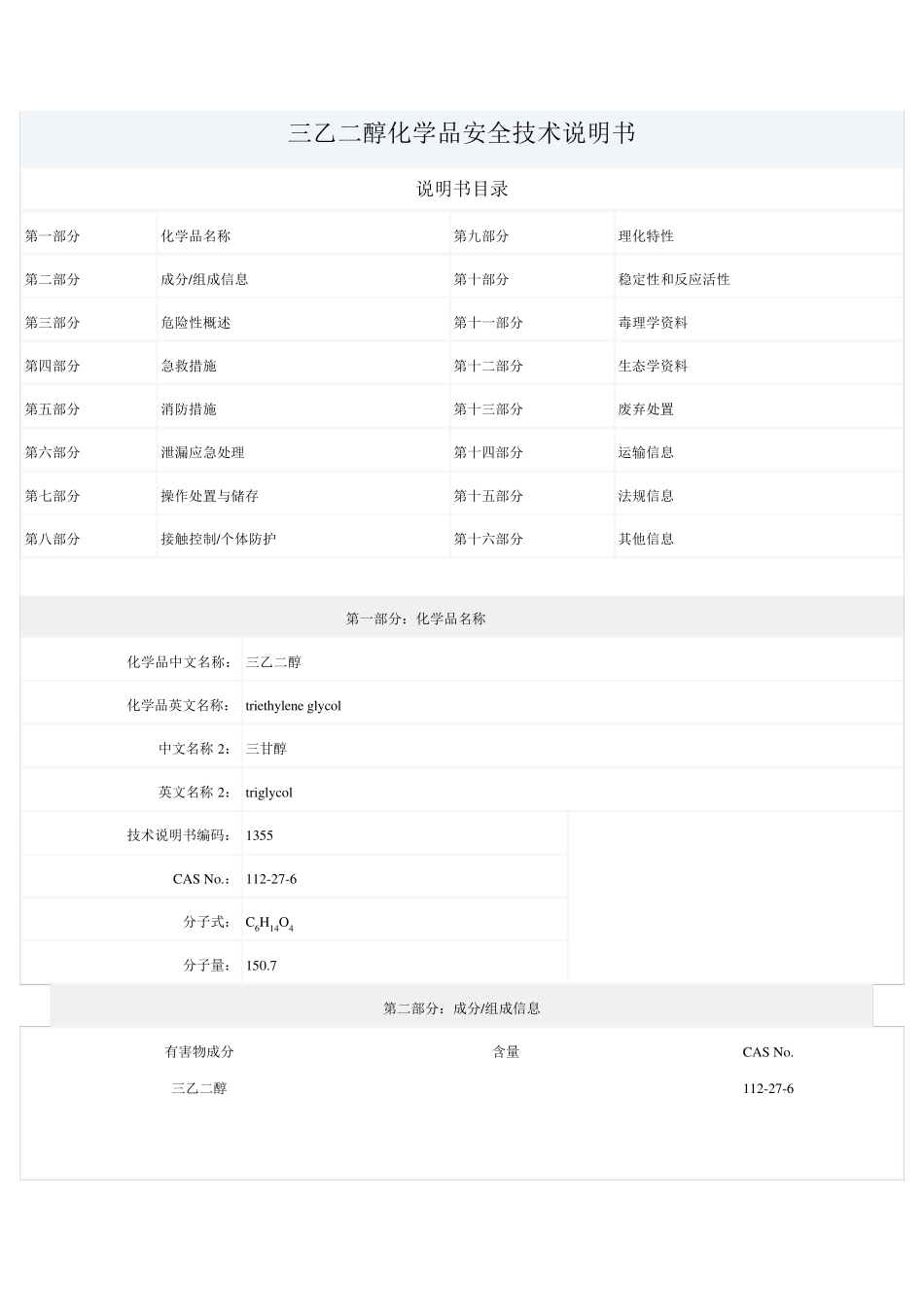 三甘醇化学品安全技术说明书_第1页