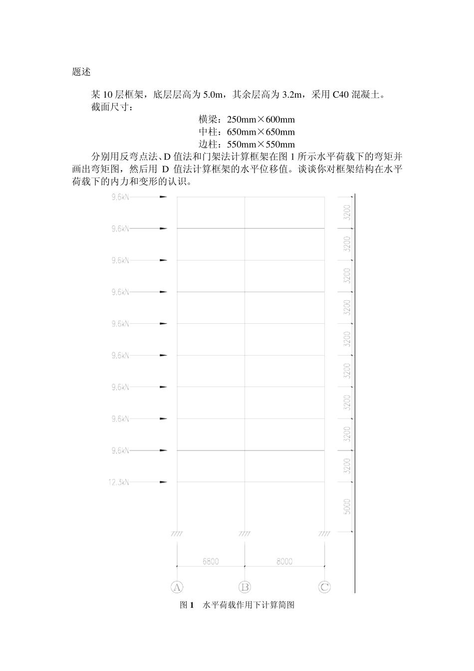 三种方法计算框架水平作用下的内力(D值法,反弯点法,门架法)_第2页