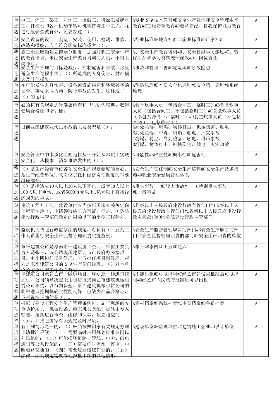 三类人员C类考试题库,安全员考试题库_第1页