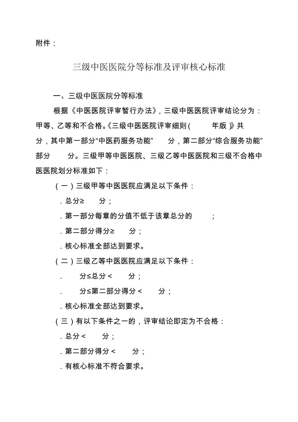 三级中医医院分等标准及评审核心标准_第1页