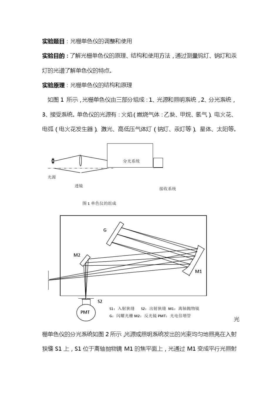 三级大物实验报告光栅单色仪的调整和使用_第1页