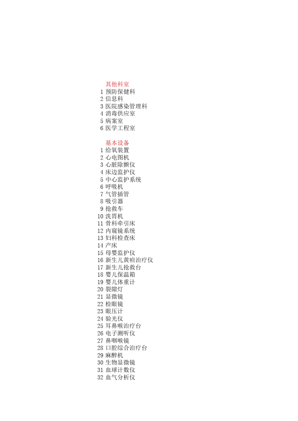 三级甲等医院必备设备清单_第2页