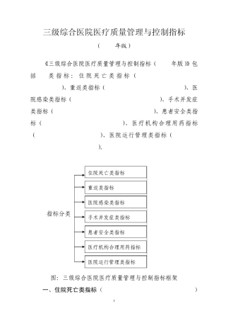 三级综合医院医疗质量管理与控制指标(2011年版)