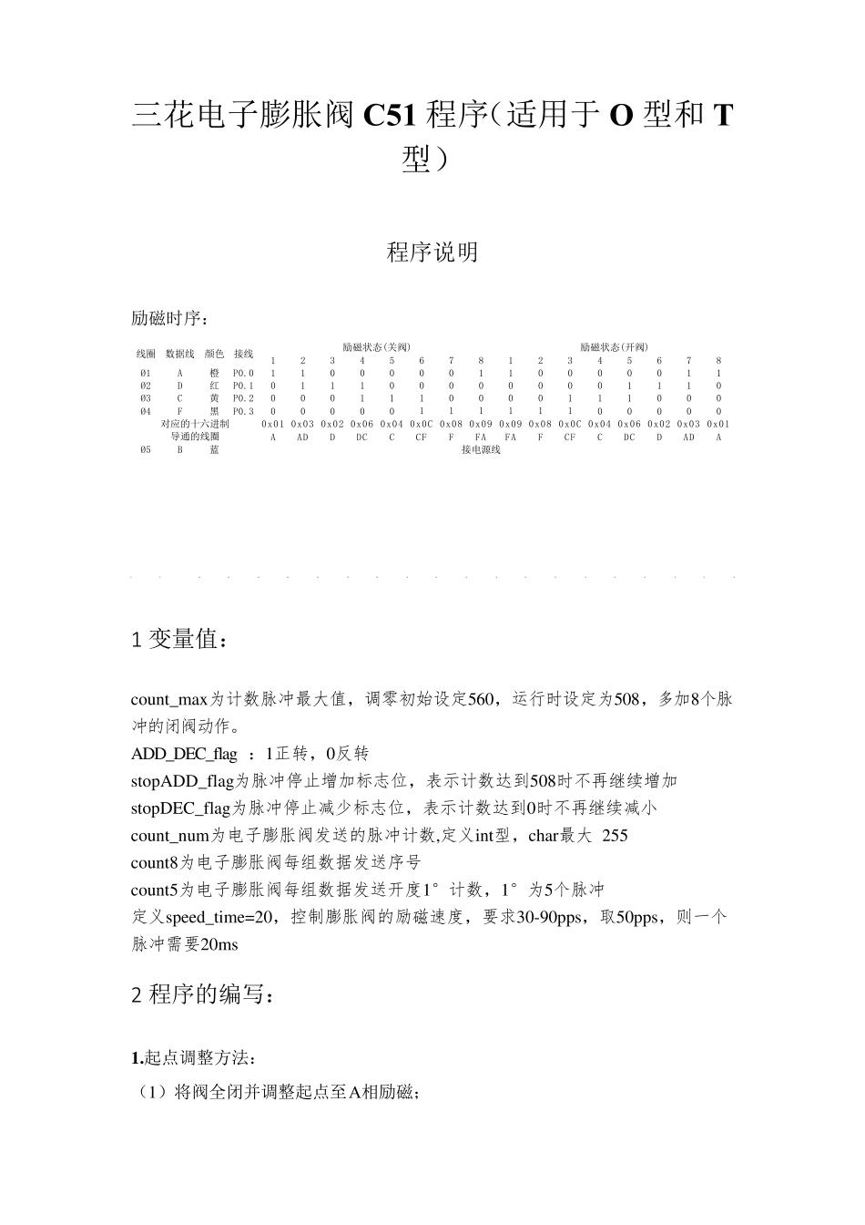 三花电子膨胀阀C51程序(适用于O型和T型)_第1页