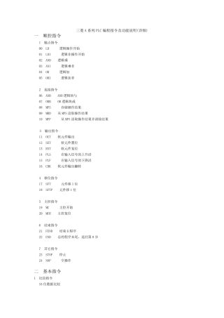 三菱A系列PLC编程指令及功能说明