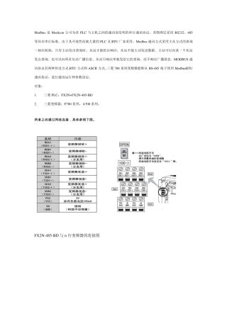 三菱FX3U与ModbusRTU协议通讯