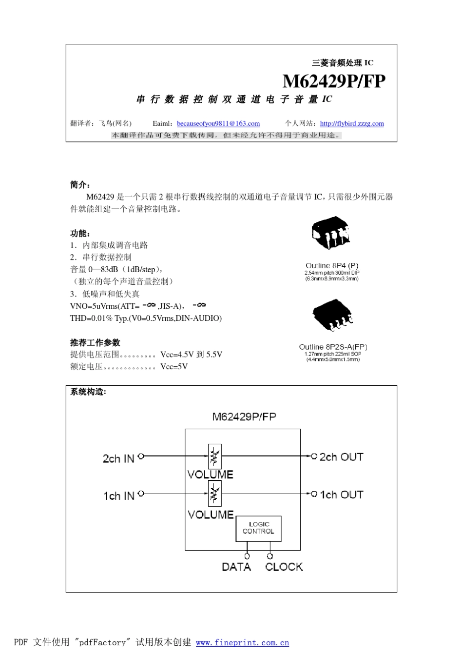 三菱IC：m62429使用手册_第1页