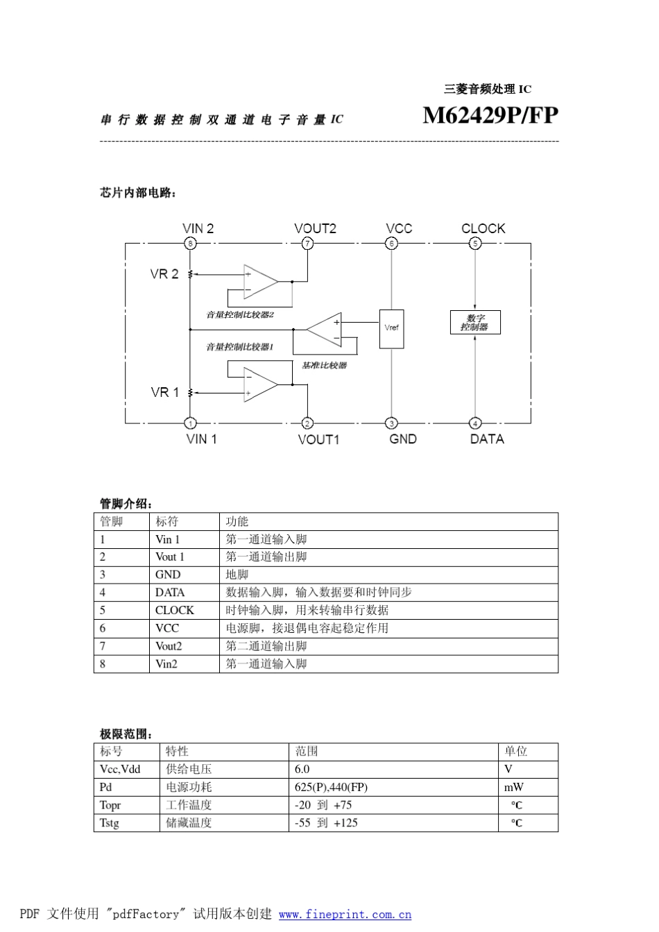 三菱IC：m62429使用手册_第2页