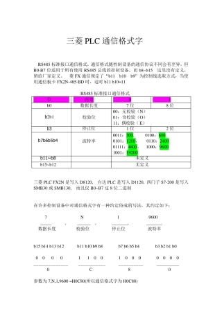 三菱PLC通信格式字