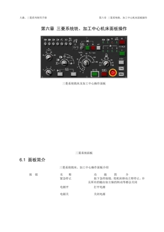 三菱加工中心面板操作与指令说明书
