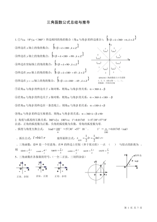 三角函数公式总结与推导很全很实用