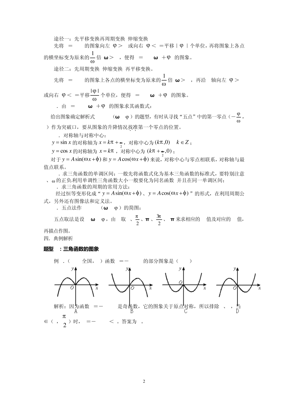 三角函数图像与性质知识点总结和经典题型(已打)_第2页
