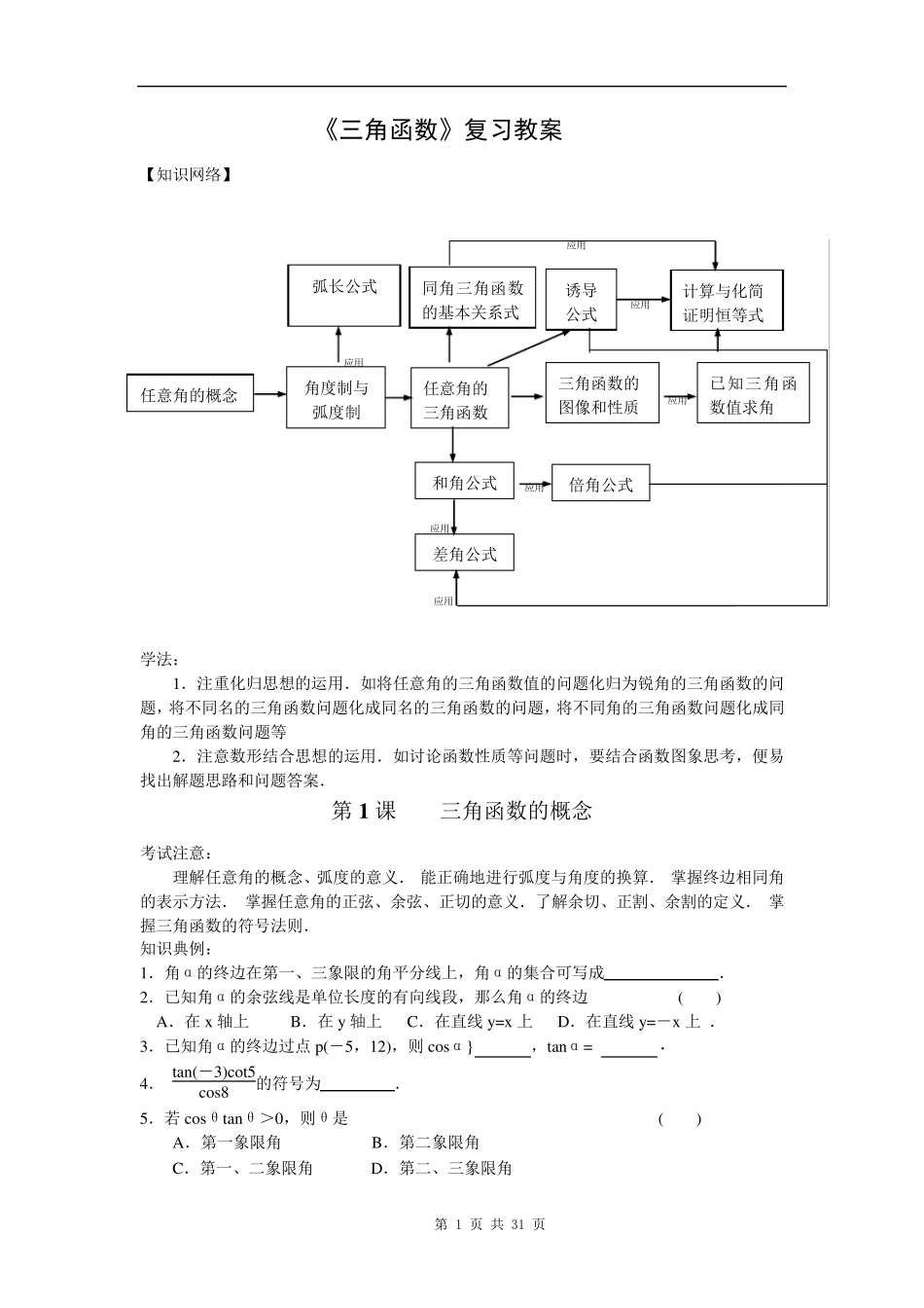 三角函数复习教案整理_第1页