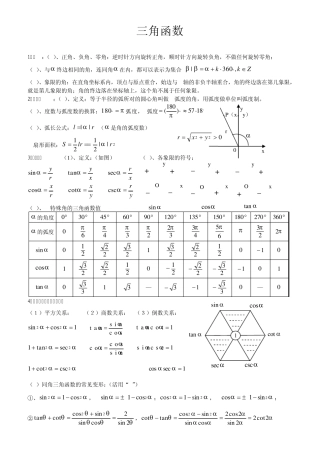 三角函数常见运算