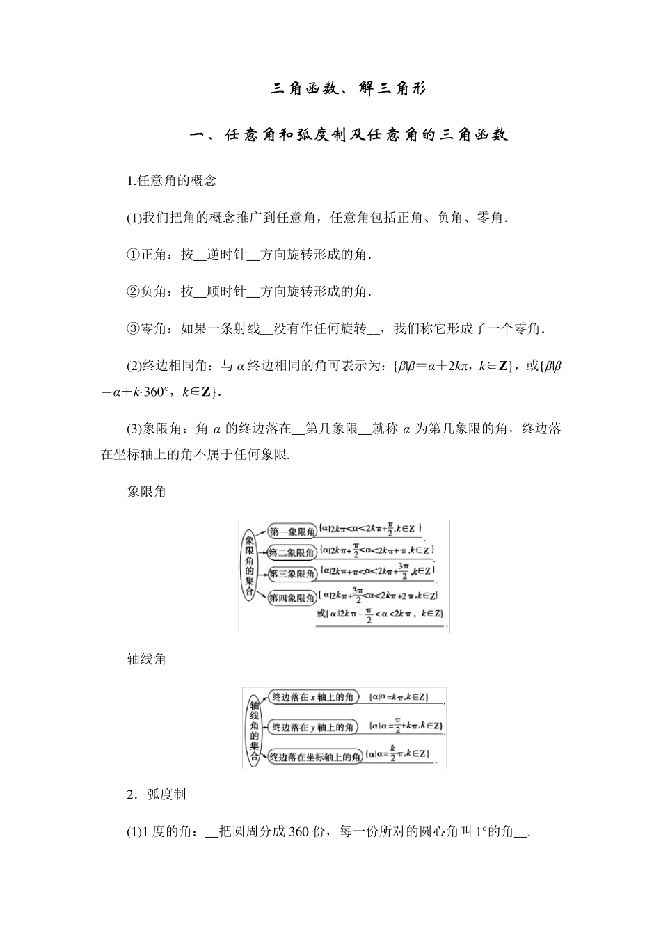 三角函数最全知识点总结_第1页