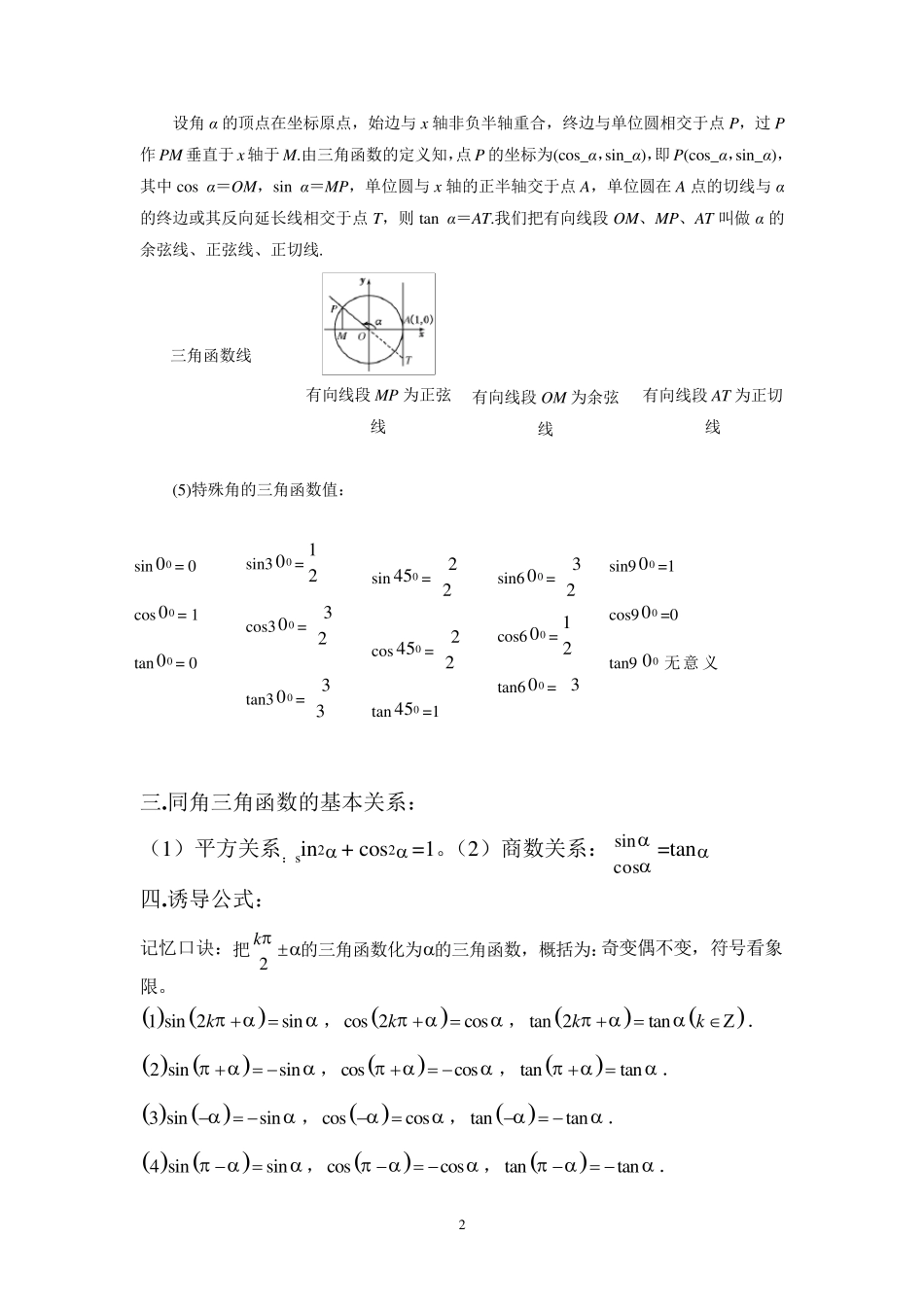 三角函数概念与规律_第2页