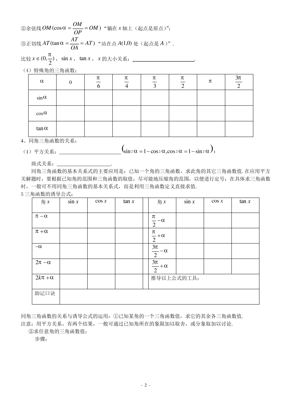 三角函数知识点归纳(填空型)_第2页