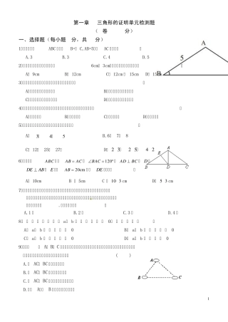 三角形的证明单元检测题
