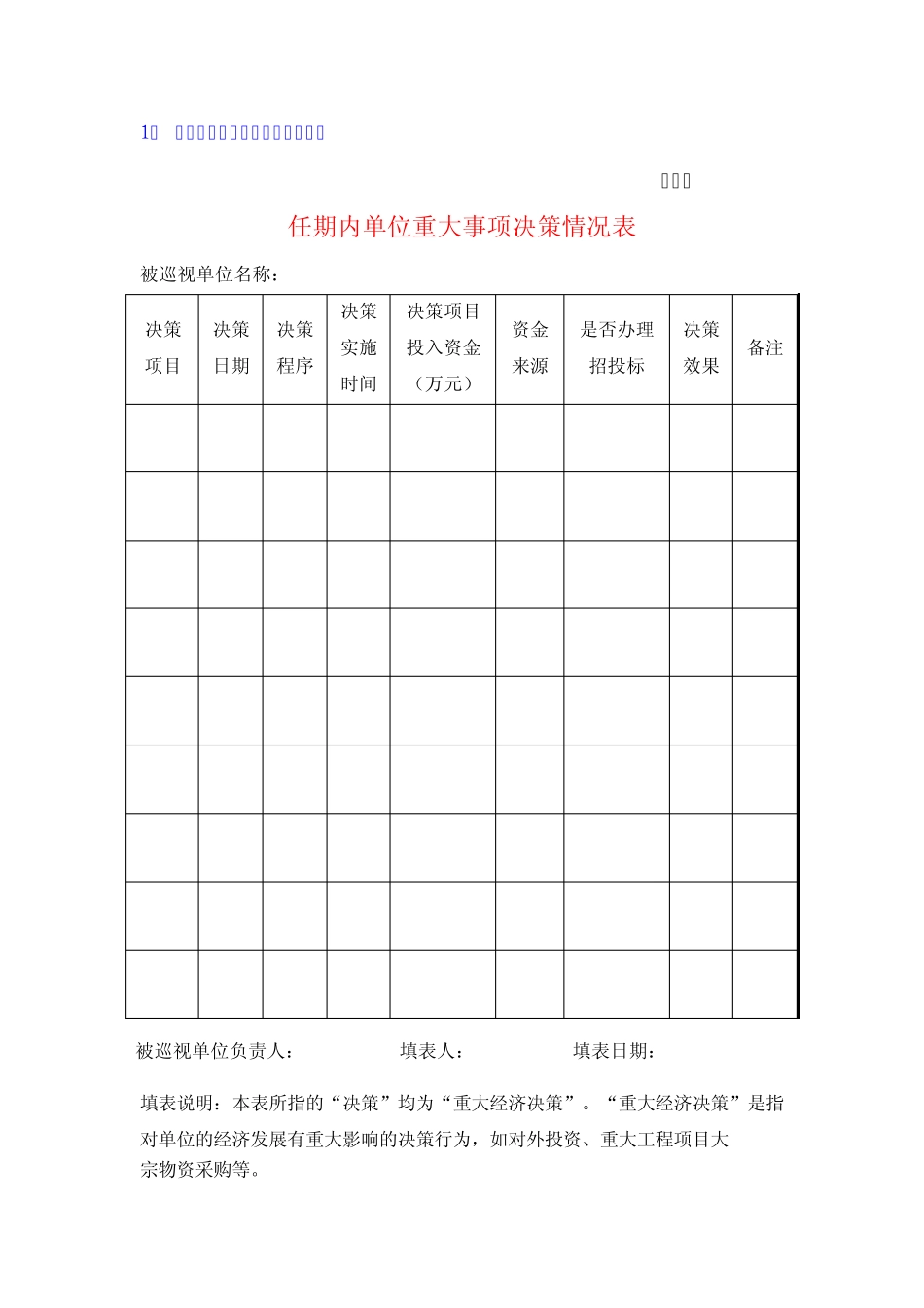 三重一大事项巡视情况表_第1页