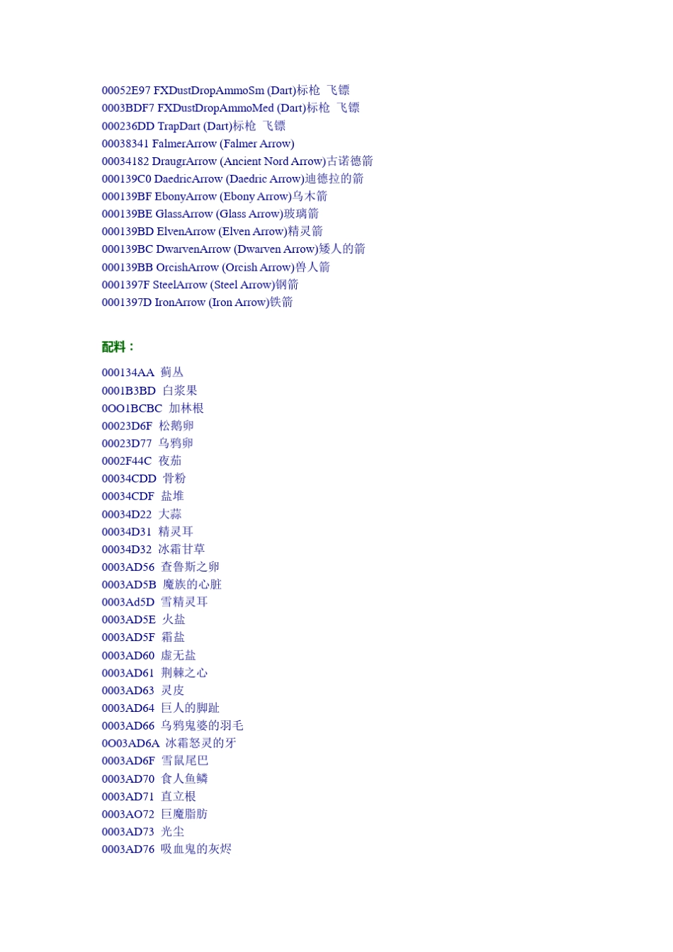 上古卷轴5物品代码_第2页