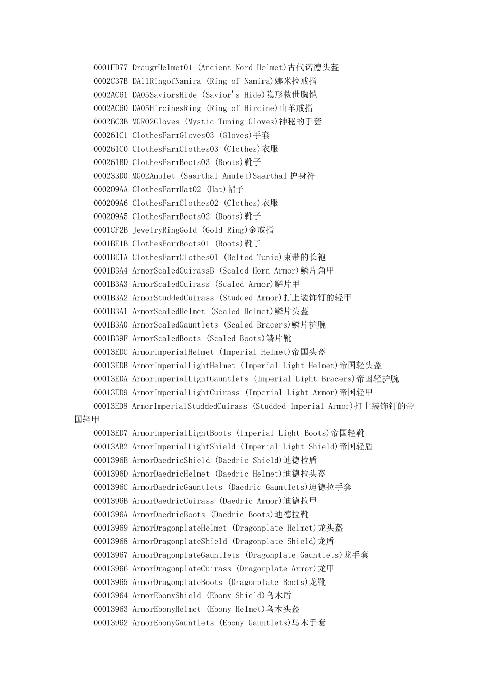 上古卷轴5饰品服装代码_第2页