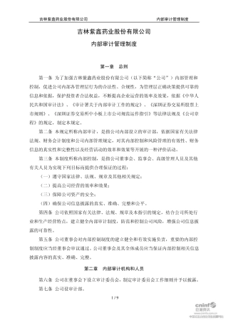 上市公司内部审计管理制度范本