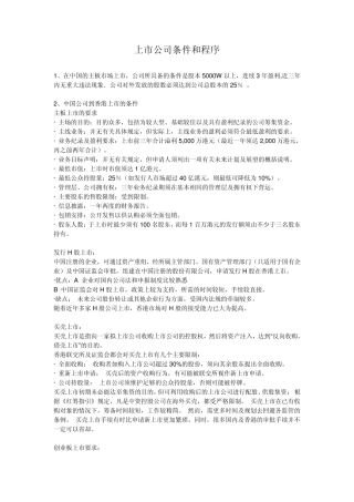 上市公司条件和程序