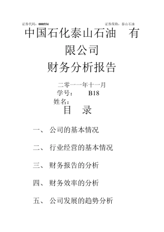 上市公司财务分析报告