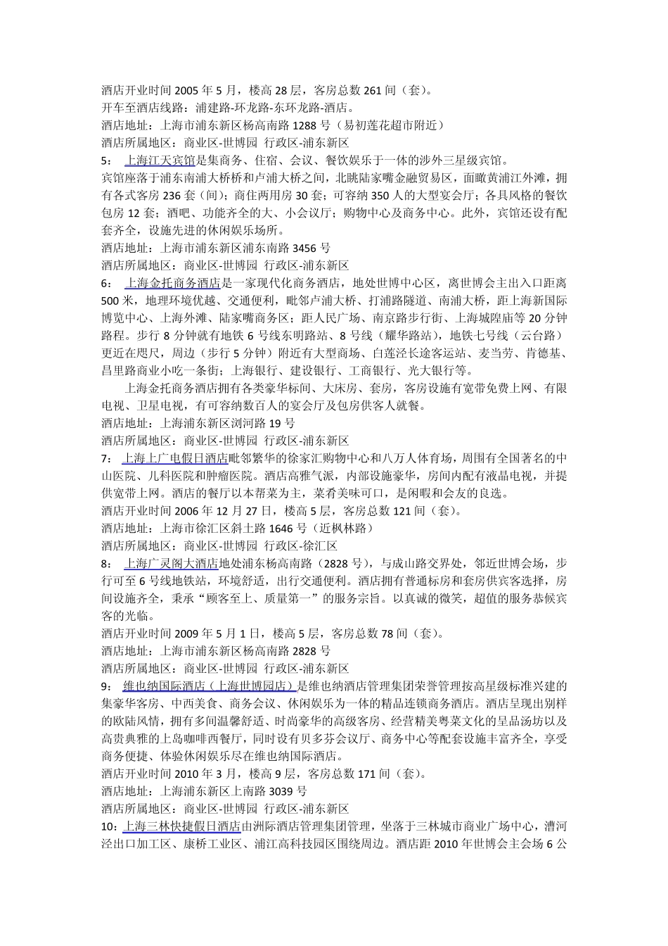 上海世博园附近酒店宾馆攻略_第2页