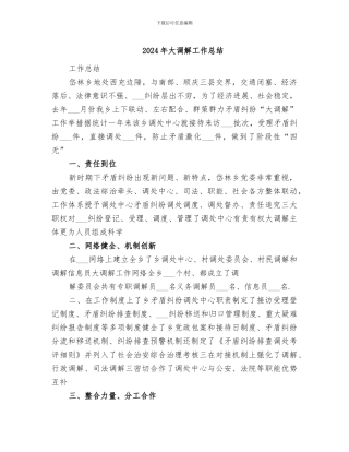 2024年大调解工作总结
